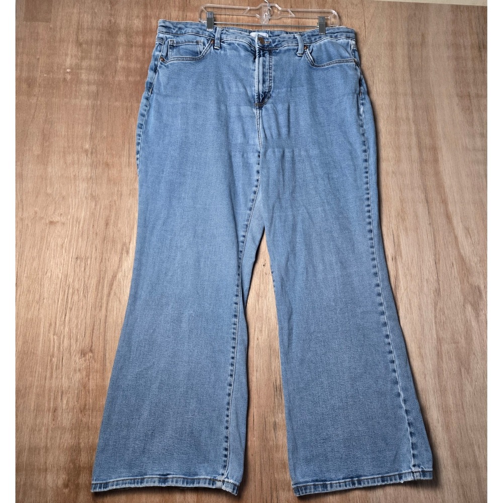 Women 20W Light Wash Wide Leg High Rise Denim Jeans Blue LC Lauren Conrad Plus